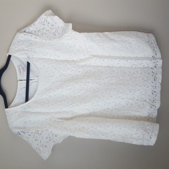 Merona Lace Floral Short Sleeve Top, Size XL - Picture 2 of 10